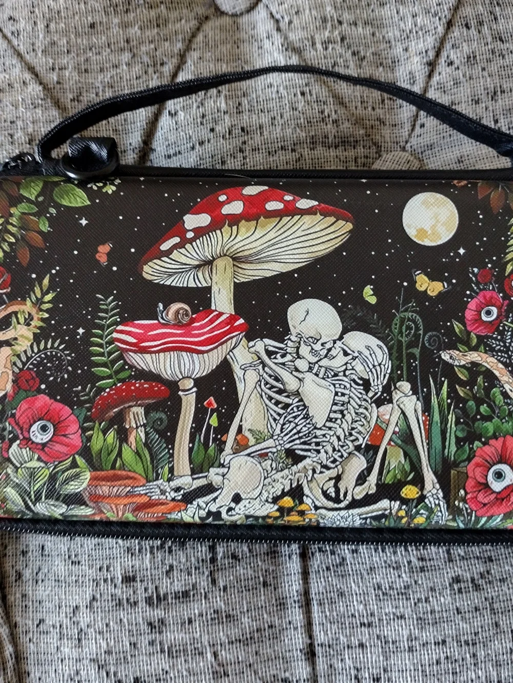Skeleton & Mushroom Illustrated Handbag - Switch Carrying Case